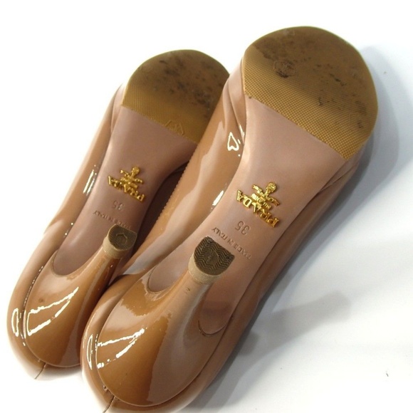 PRADA Milano brown Pumps Enamel leather gold - Picture 4 of 7